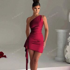 1pc Sexy Backless Ruffle Trim Bodycon Dress, Strapless Sleeveless,